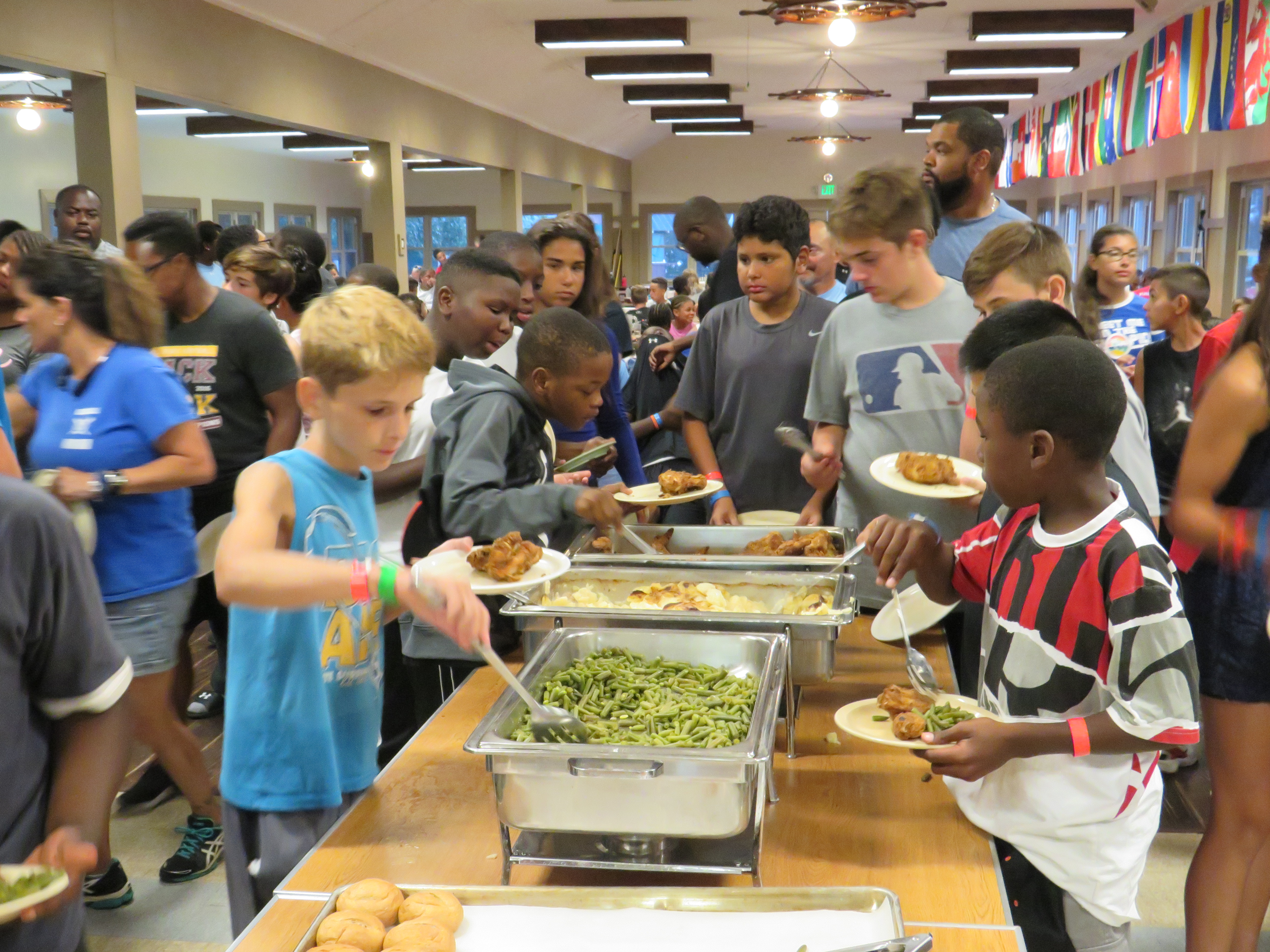 Campers getting a healthy meal.