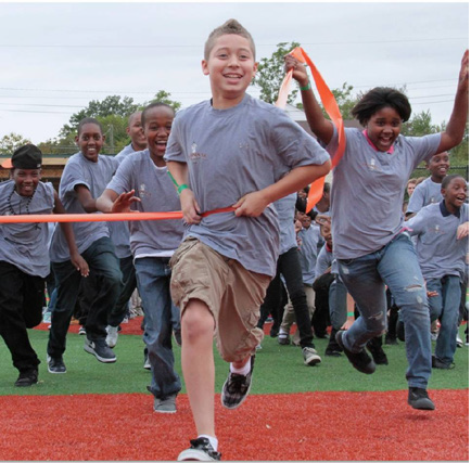 kids running into field